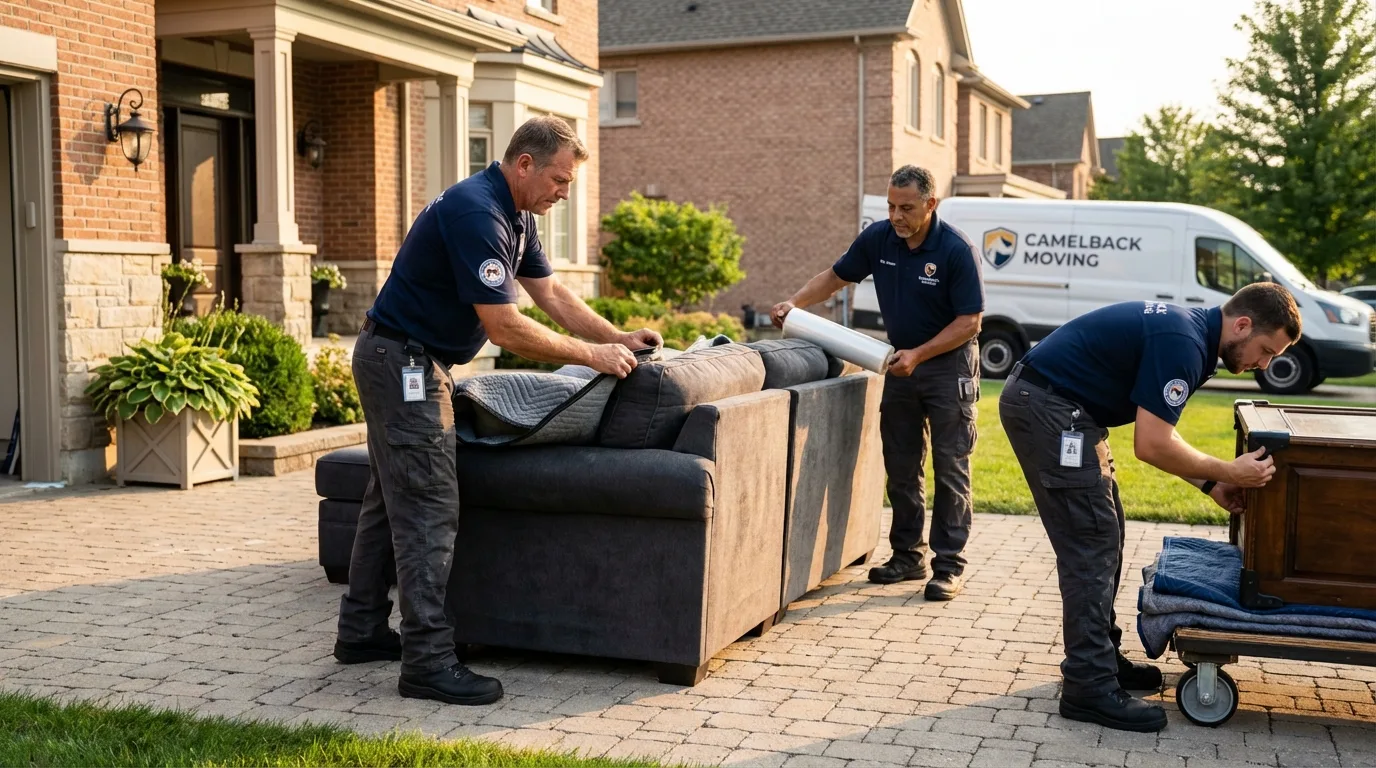Large estate moving crew wrapping furniture in Battle Ground, IN